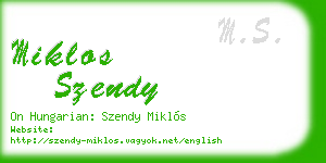 miklos szendy business card